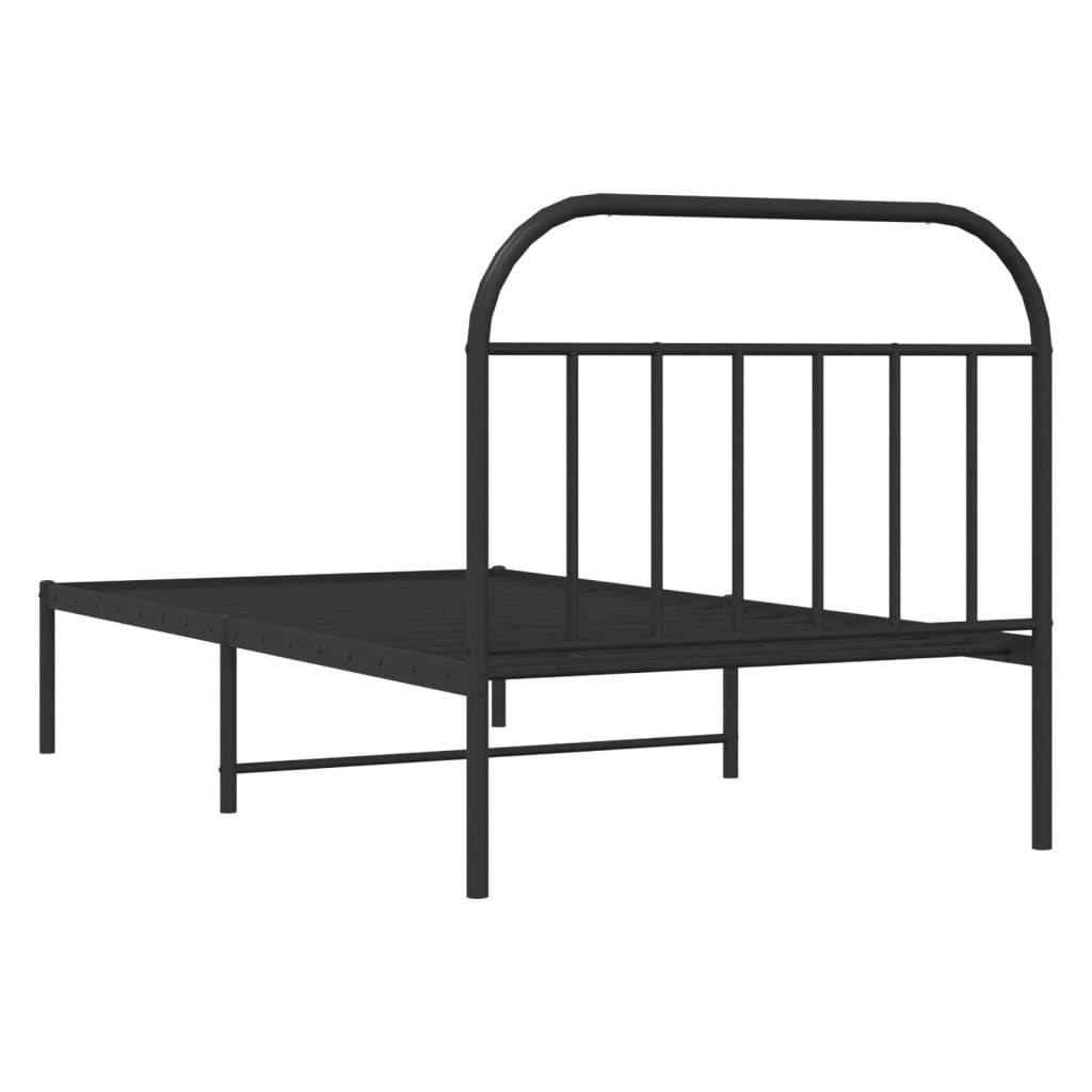 Sengeramme i metall med hodegavl svart 100x190 cm