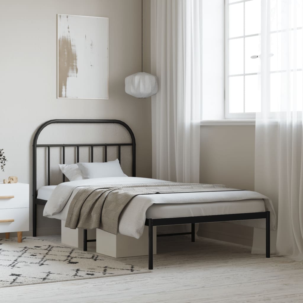 Sengeramme i metall med hodegavl svart 107x203 cm