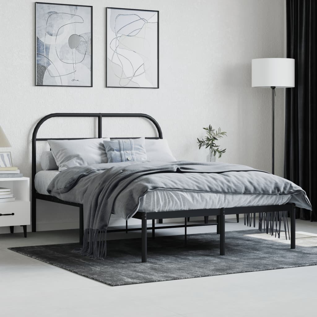 Sengeramme i metall med hodegavl svart 120x190 cm