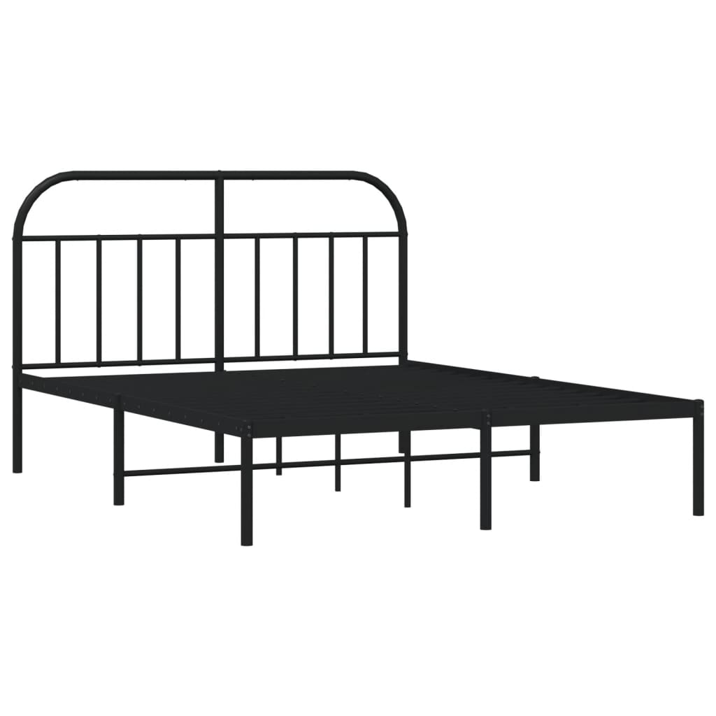 Sengeramme i metall med sengegavl svart 140x200 cm
