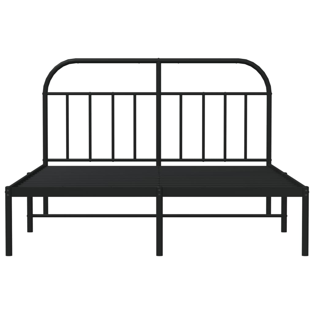Sengeramme i metall med sengegavl svart 140x200 cm