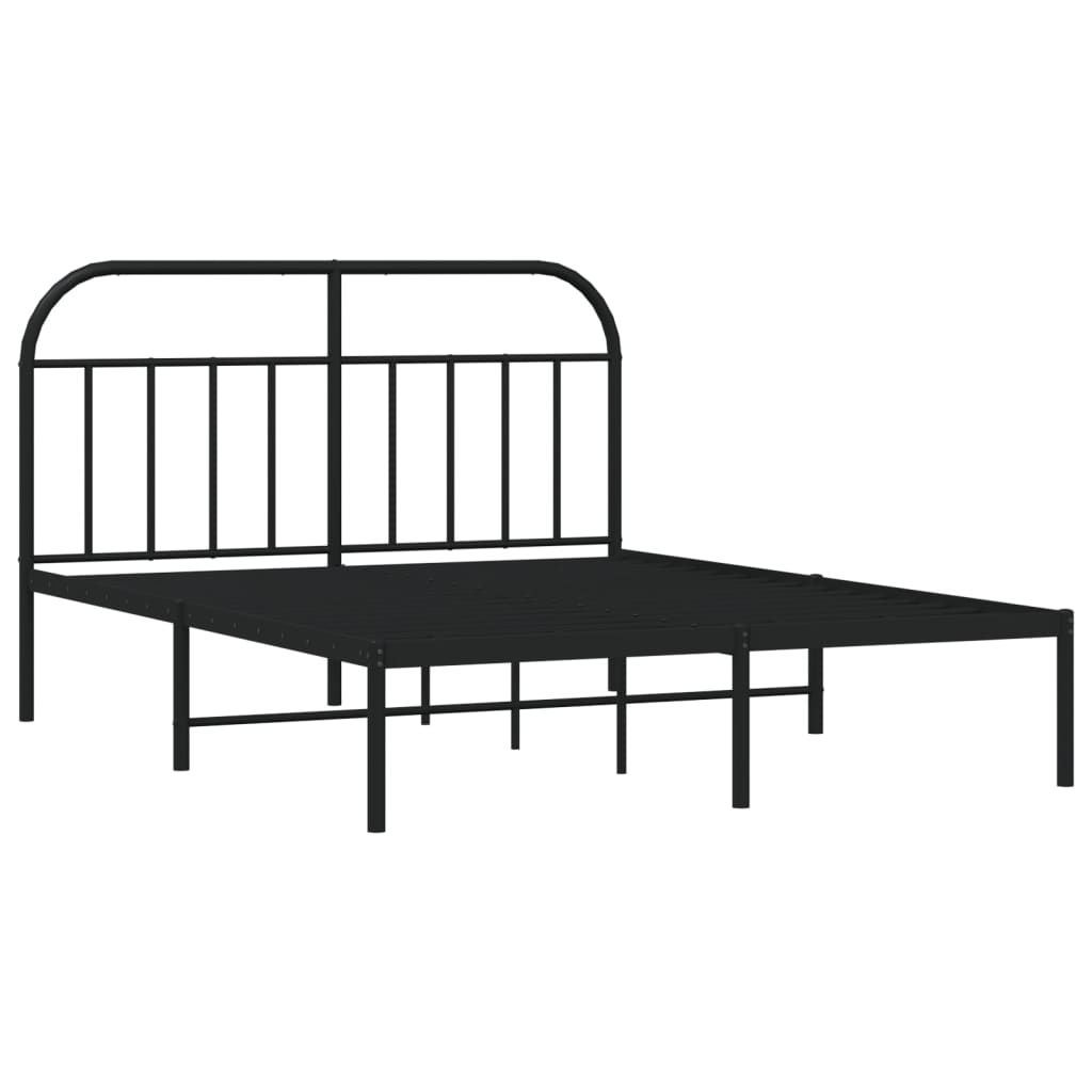 Sengeramme i metall med sengegavl svart 150x200 cm