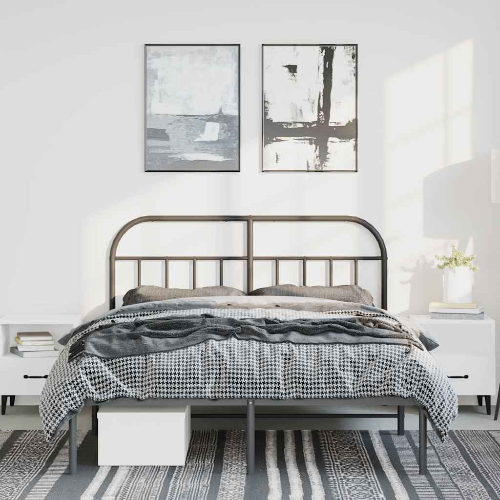 Sengeramme i metall med sengegavl svart 150x200 cm