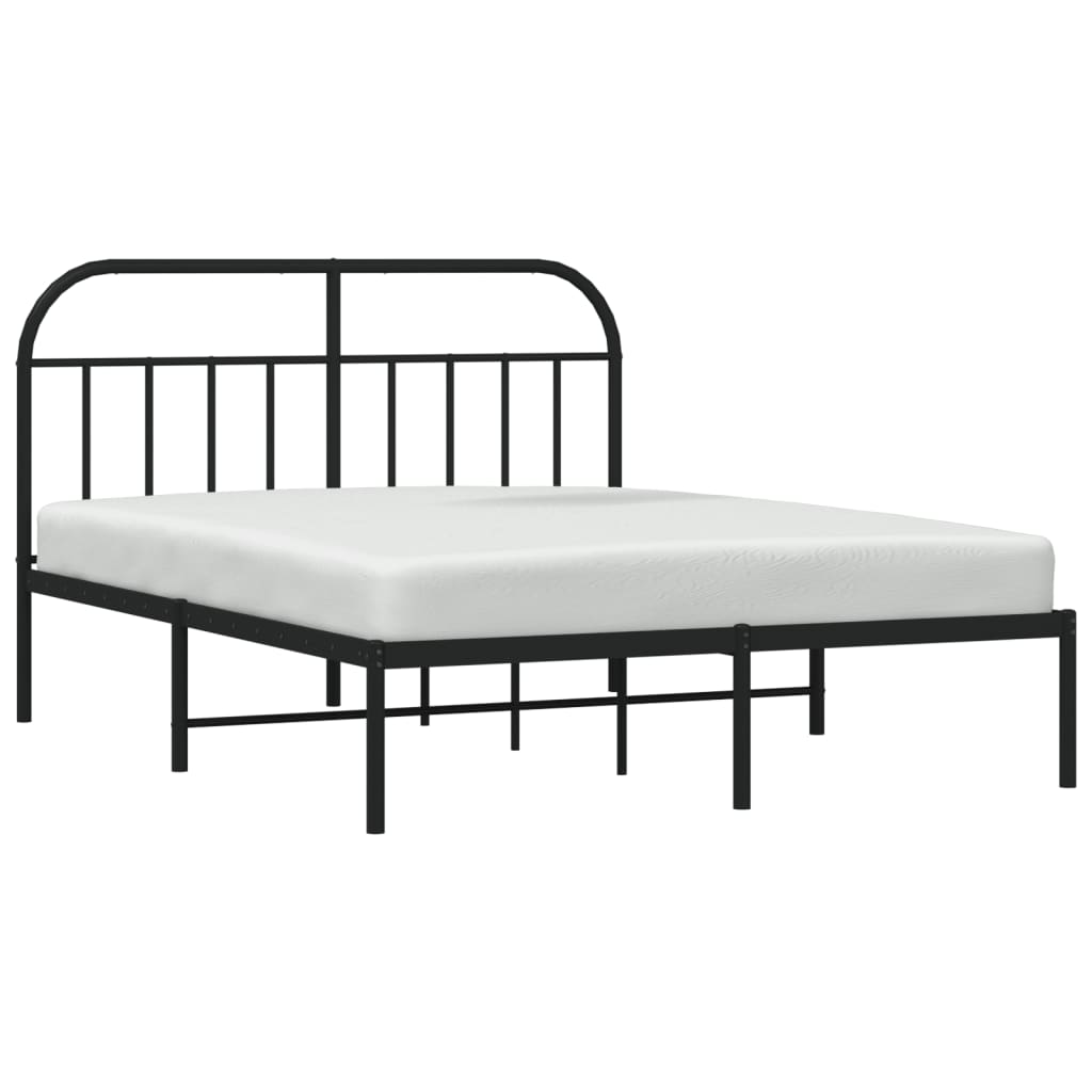 Sengeramme i metall med sengegavl svart 150x200 cm