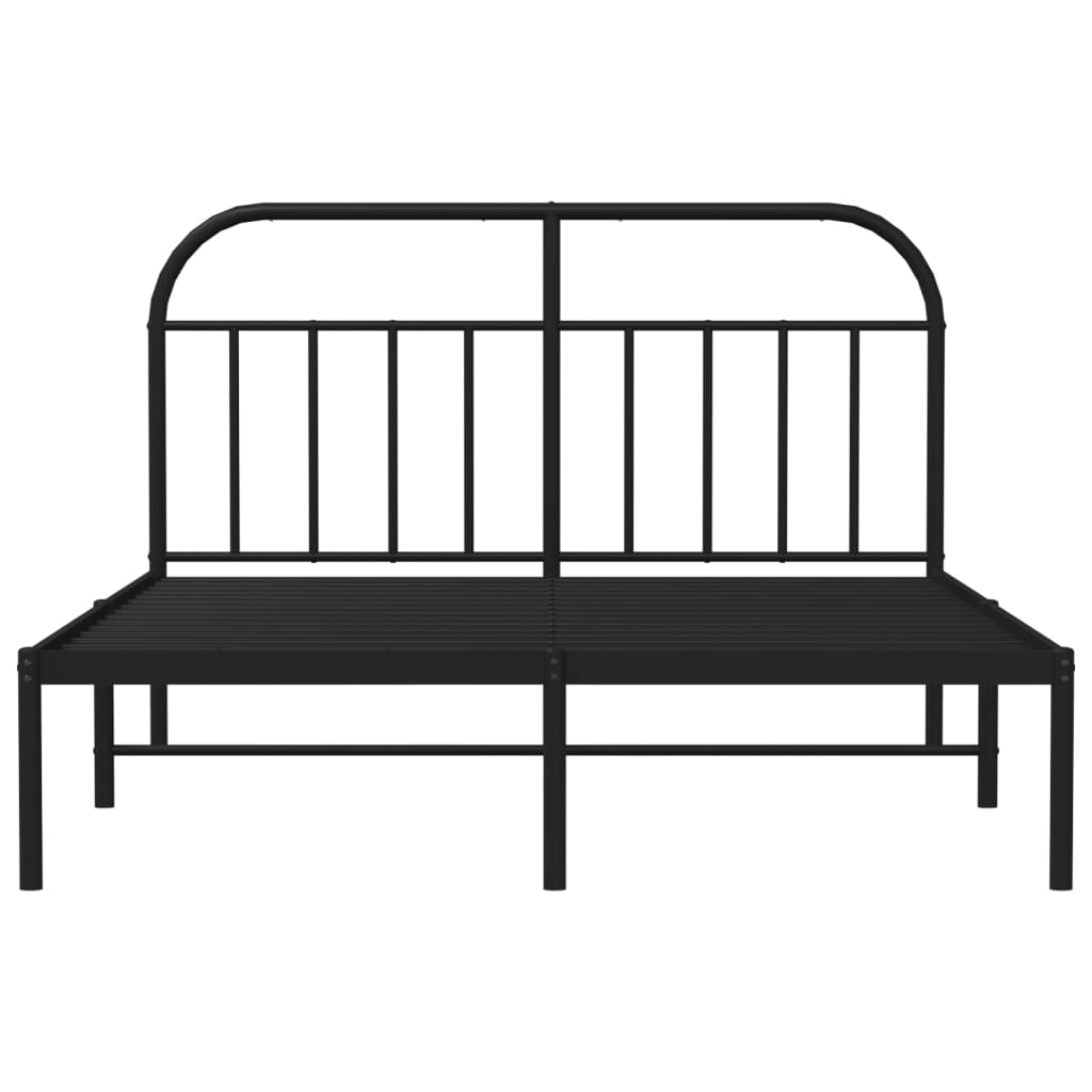 Sengeramme i metall med sengegavl svart 150x200 cm