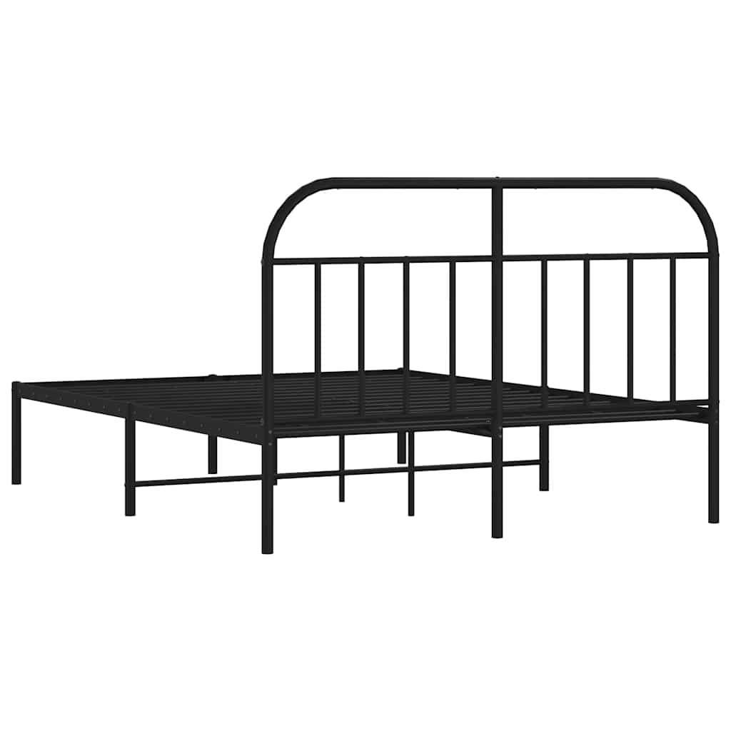 Sengeramme i metall med sengegavl svart 150x200 cm