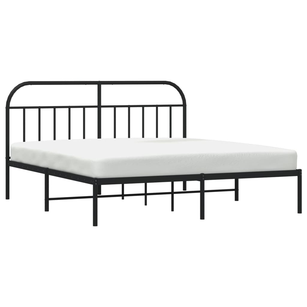 Sengeramme i metall med hodegavl svart 160x200 cm