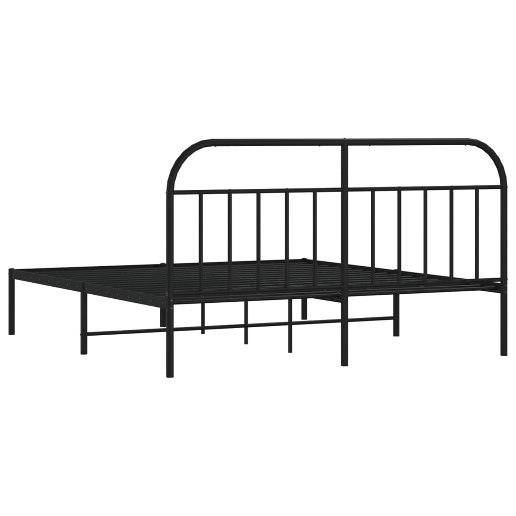 Sengeramme i metall med hodegavl svart 160x200 cm