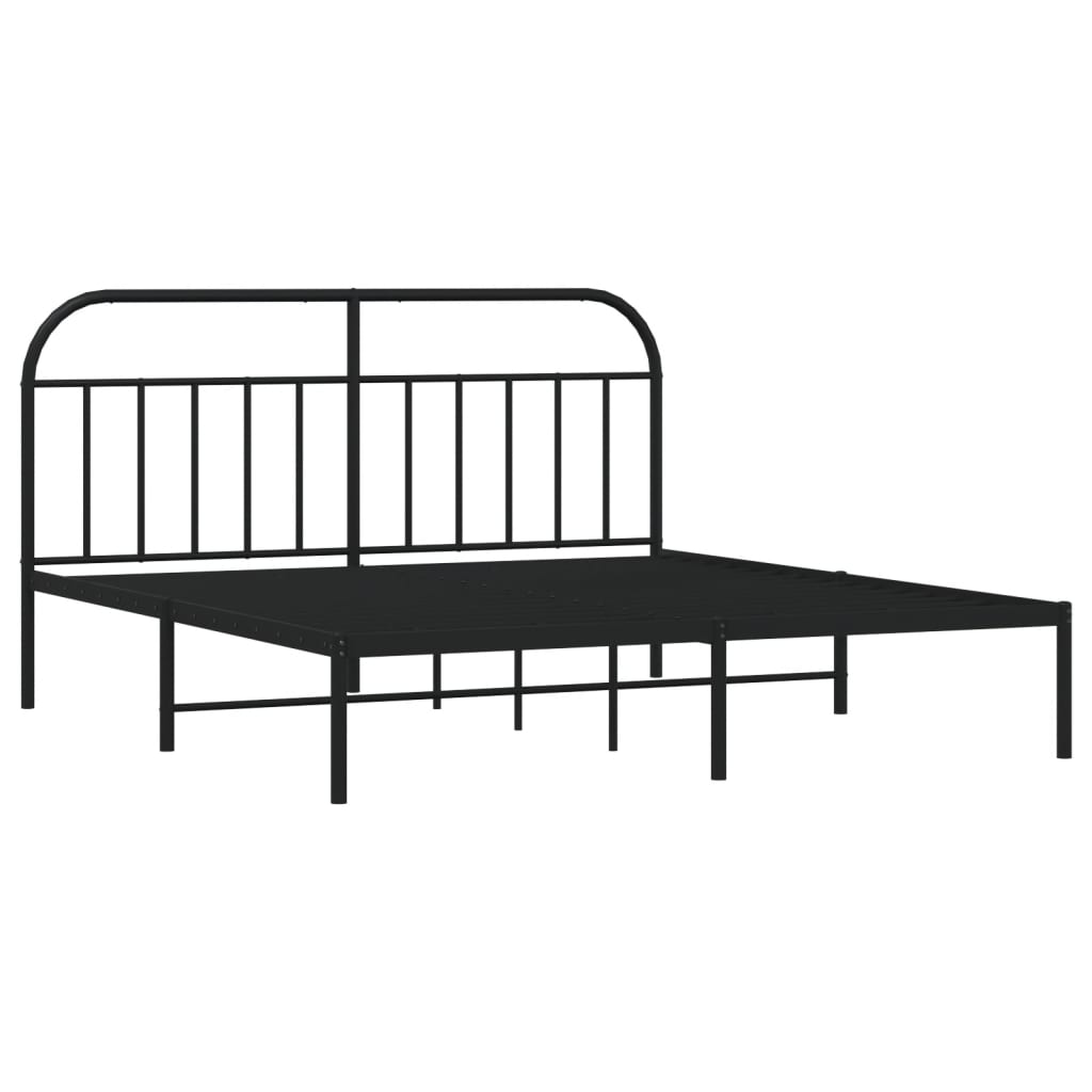 Sengeramme i metall med sengegavl svart 183x213 cm