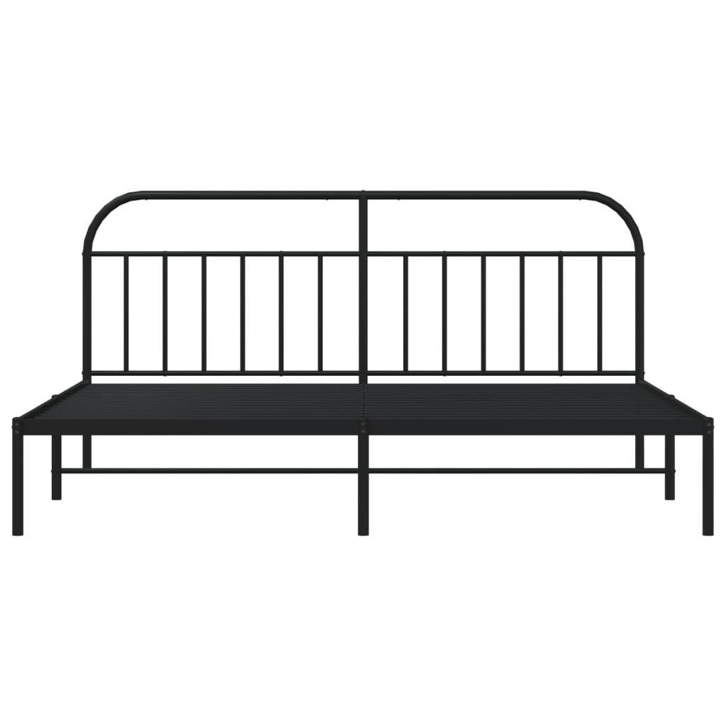 Sengeramme i metall med sengegavl svart 193x203 cm