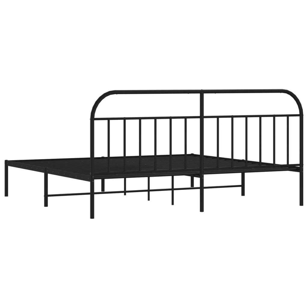 Sengeramme i metall med sengegavl svart 193x203 cm
