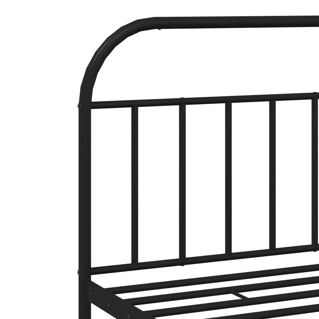 Sengeramme i metall med sengegavl svart 193x203 cm