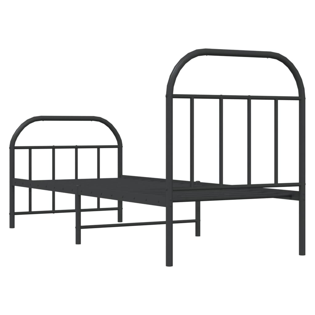 Sengeramme i metall med hode- og fotgavl svart 75x190 cm