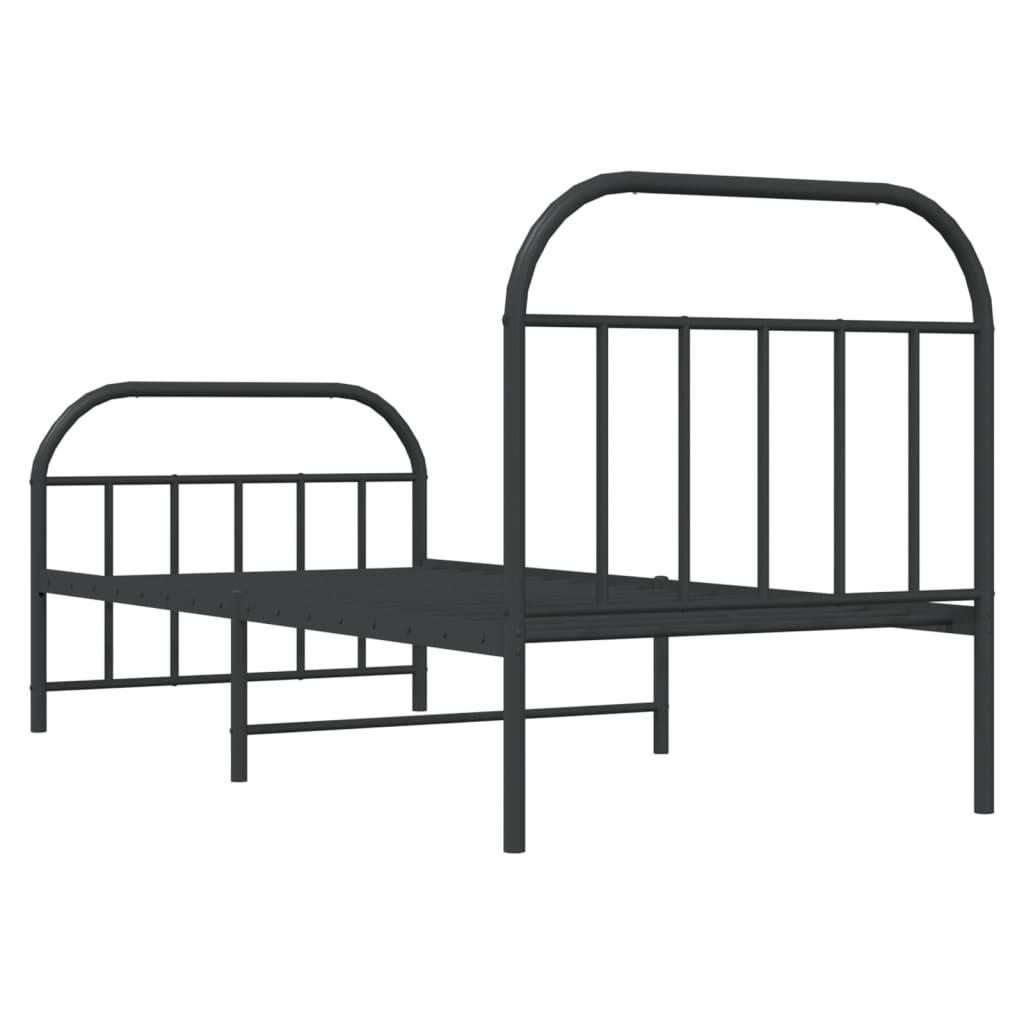 Sengeramme i metall med hode- og fotgavl svart 90x200 cm