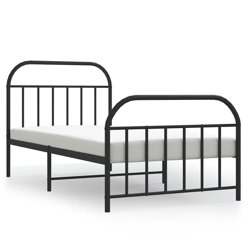Sengeramme i metall med hode- og fotgavl svart 100x190 cm