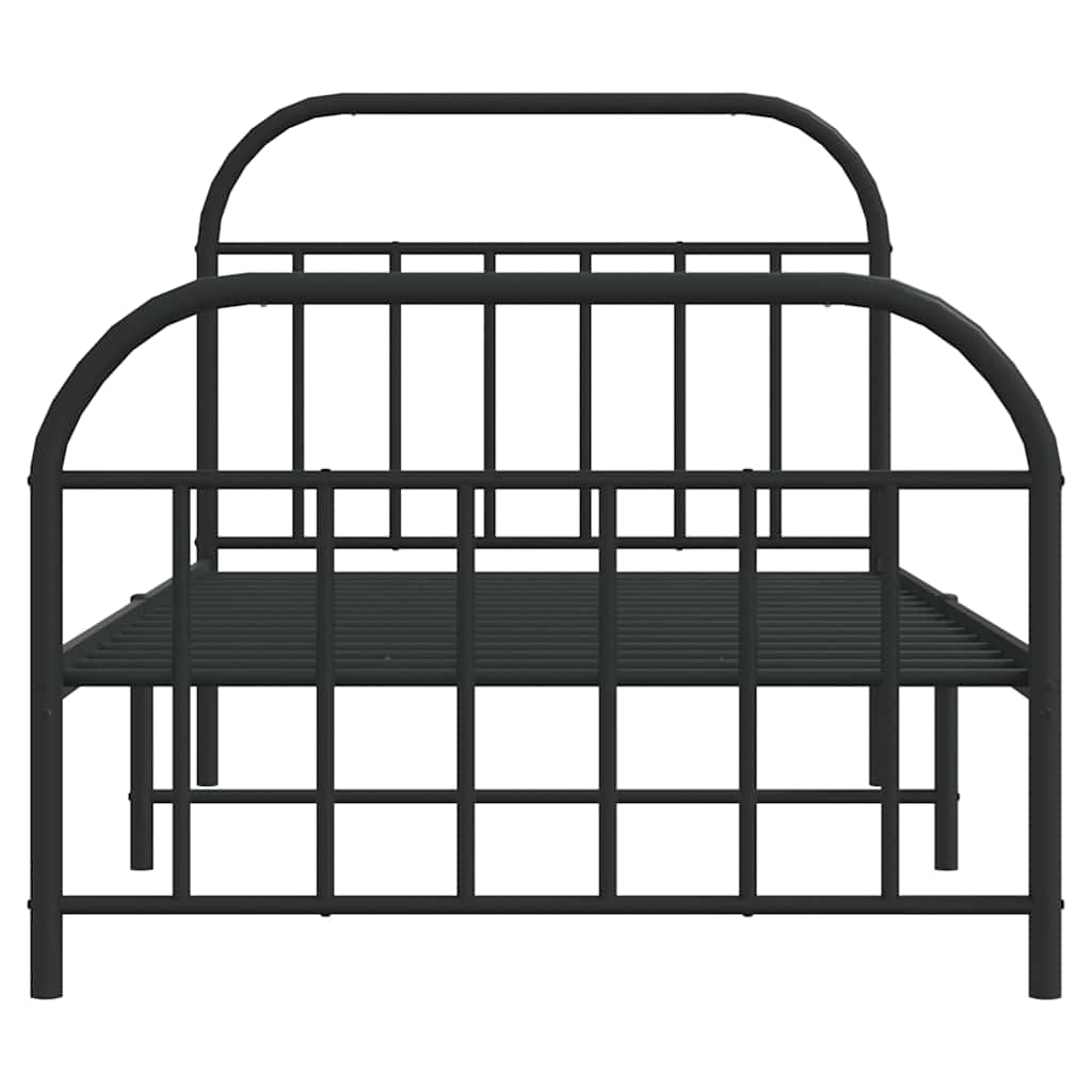 Sengeramme i metall med hode- og fotgavl svart 100x190 cm