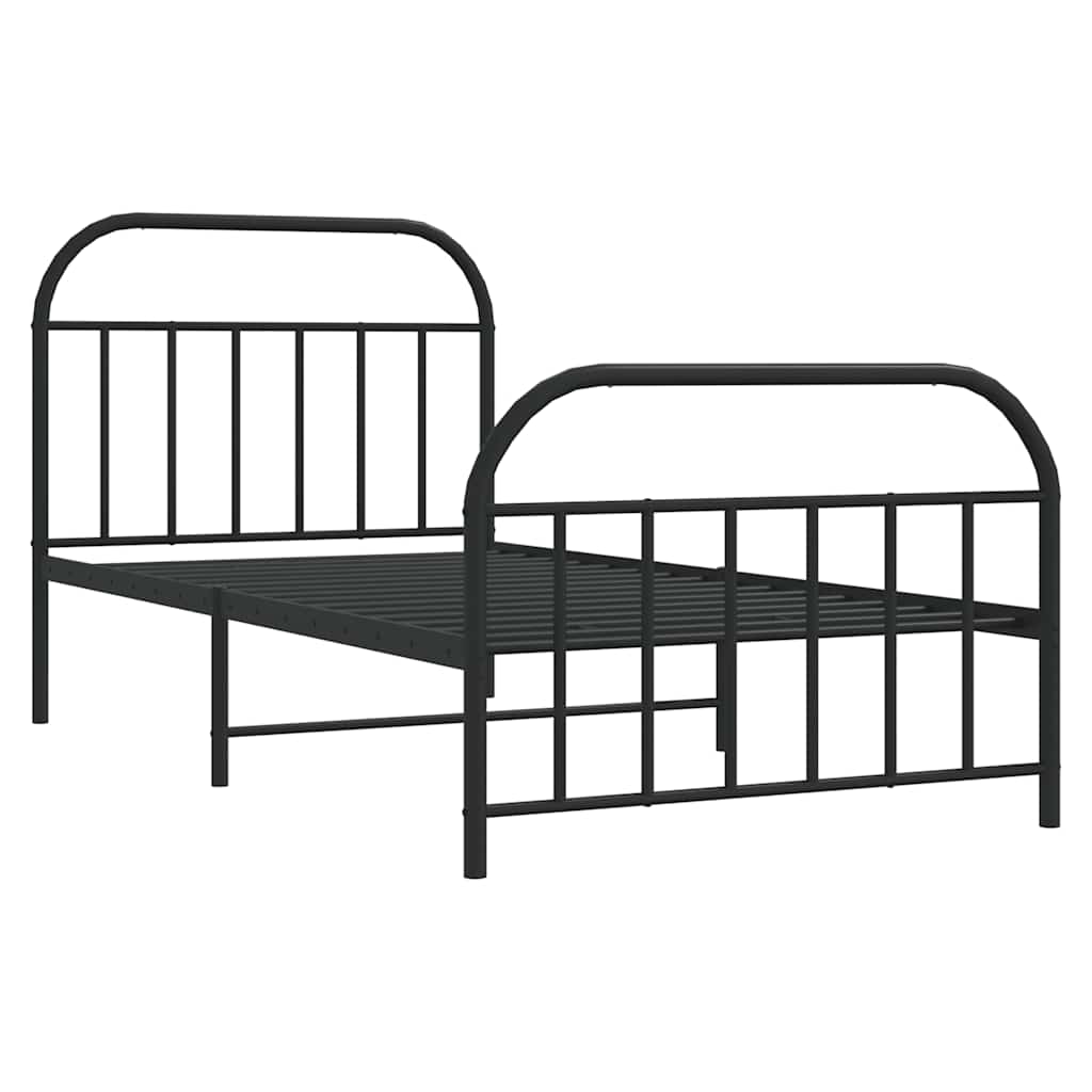 Sengeramme i metall med hode- og fotgavl svart 100x200 cm
