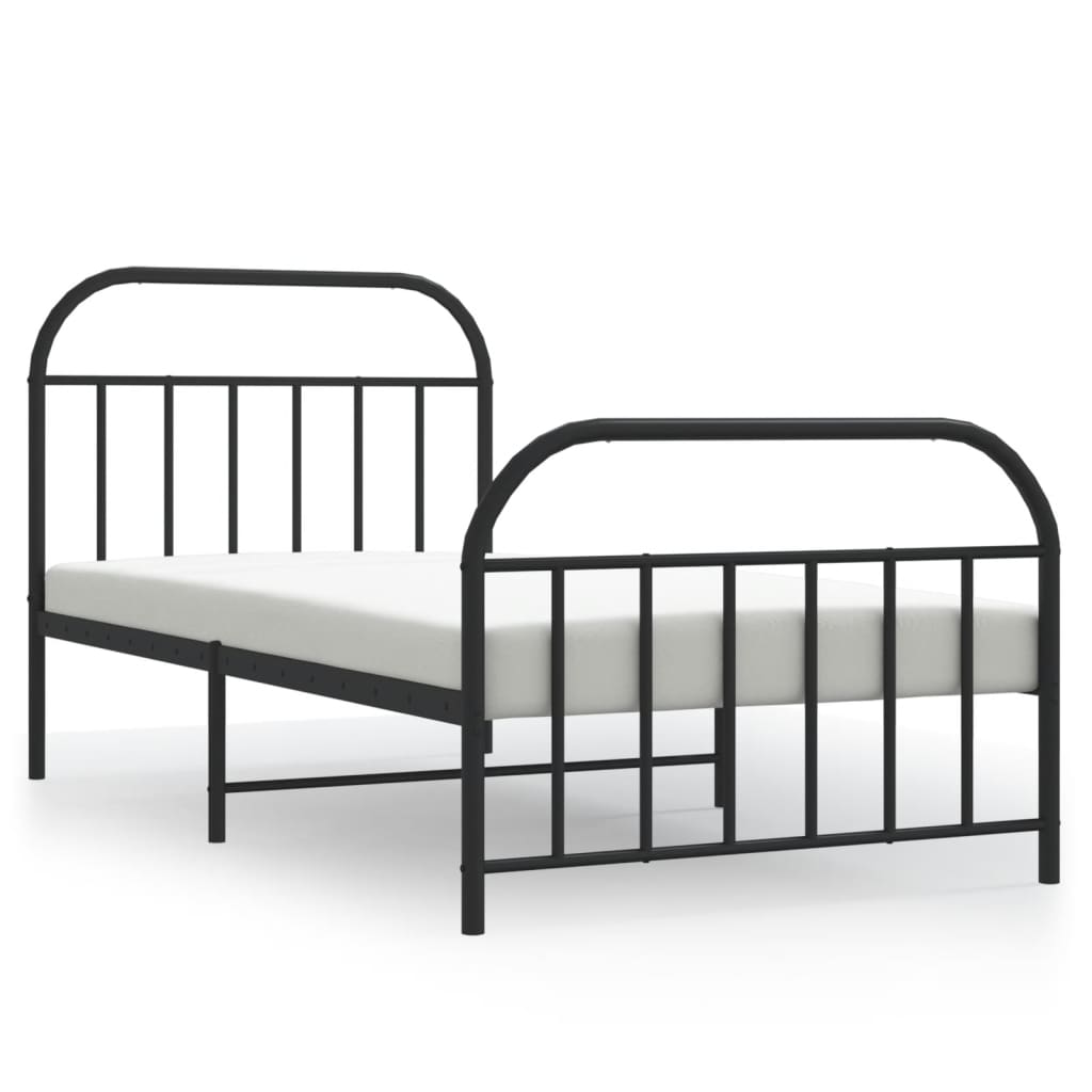 Sengeramme i metall med hode- og fotgavl svart 107x203 cm