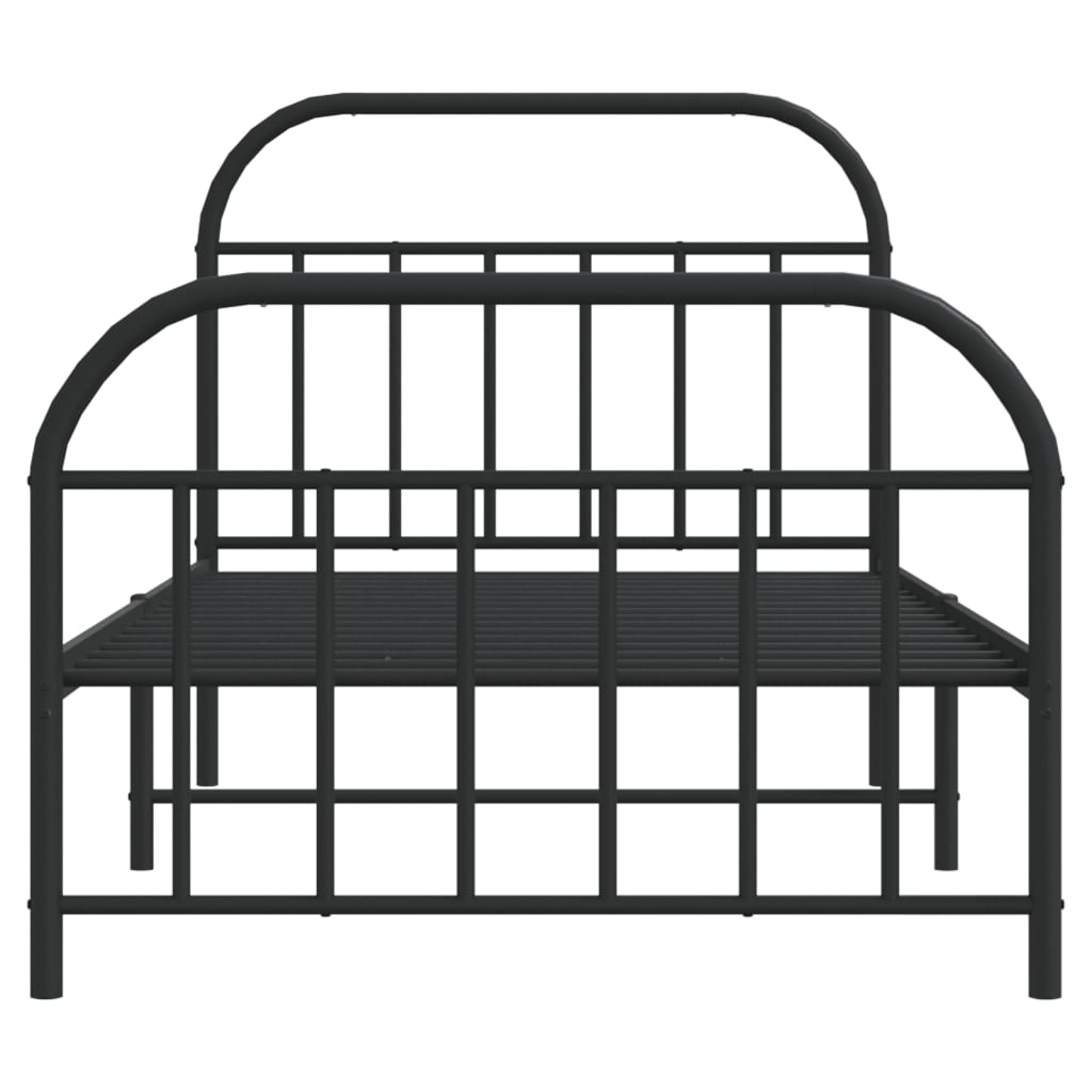 Sengeramme i metall med hode- og fotgavl svart 107x203 cm