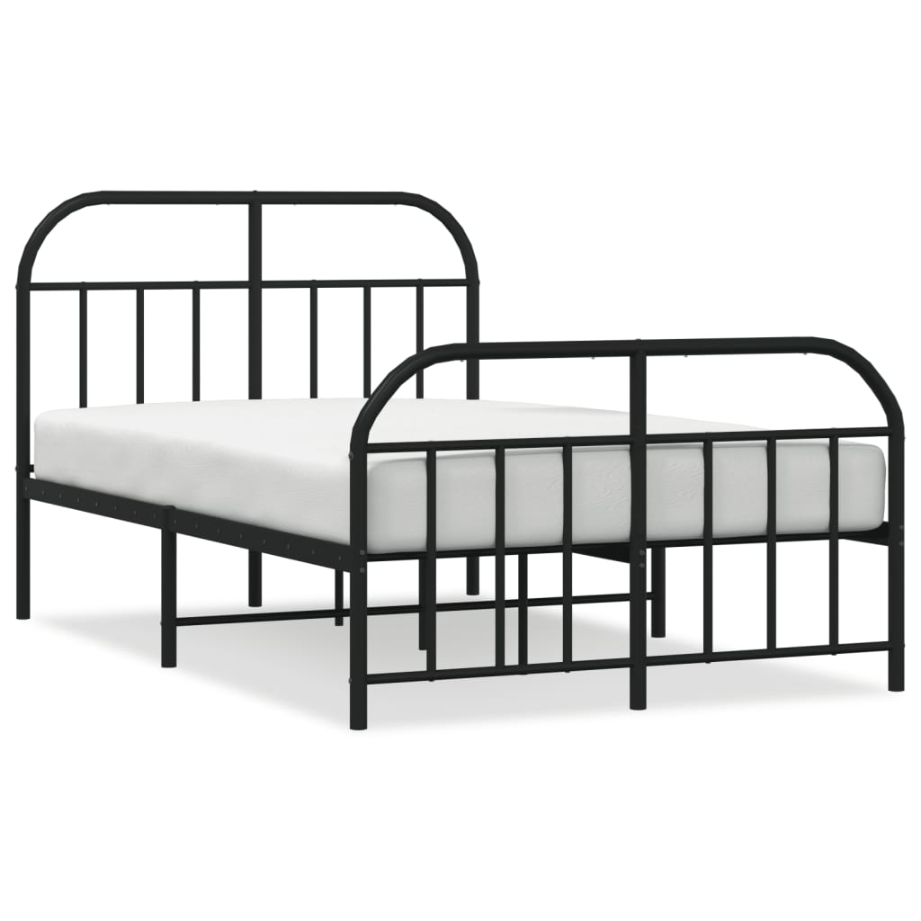 Sengeramme i metall med hode- og fotgavl svart 120x190 cm