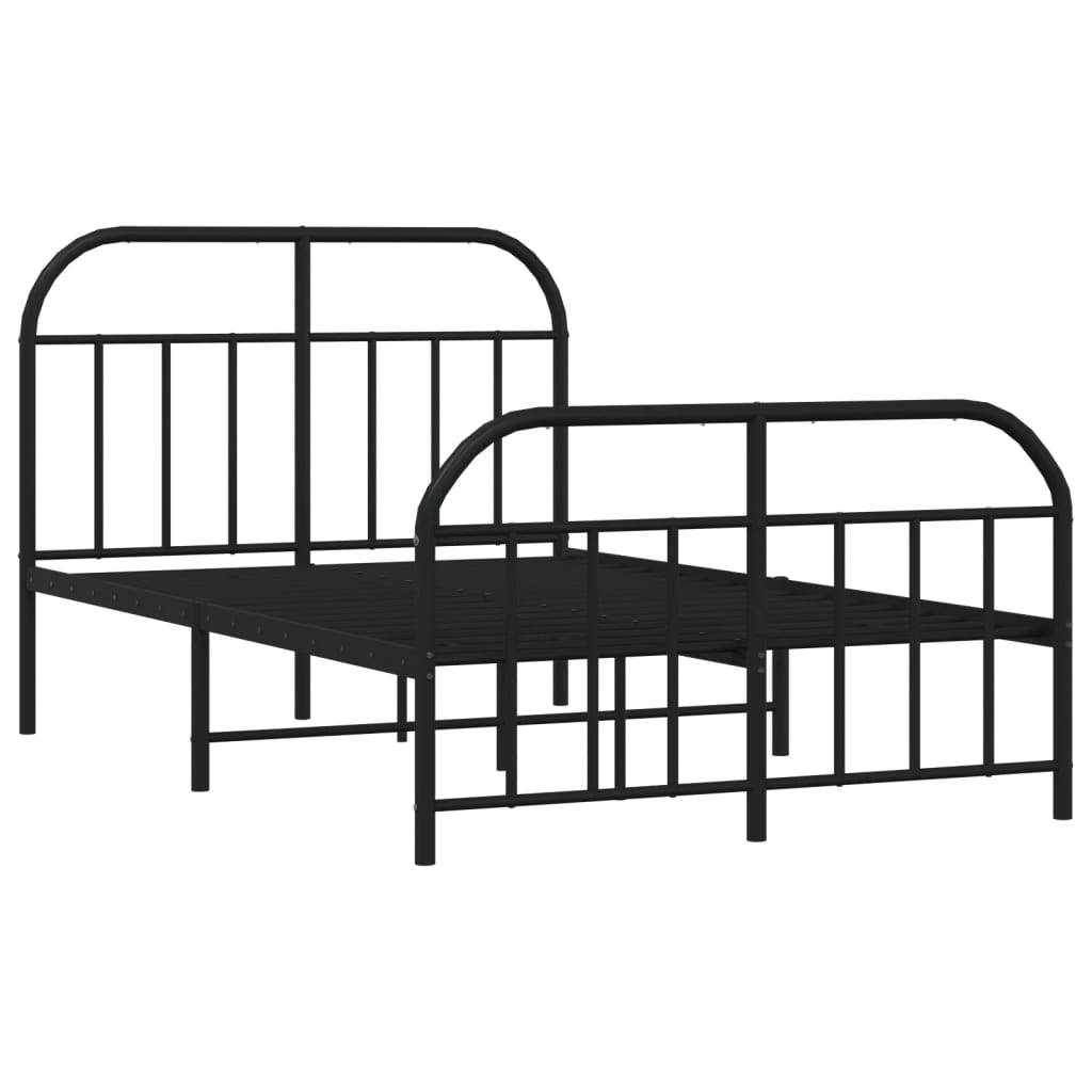 Sengeramme i metall med hode- og fotgavl svart 120x190 cm