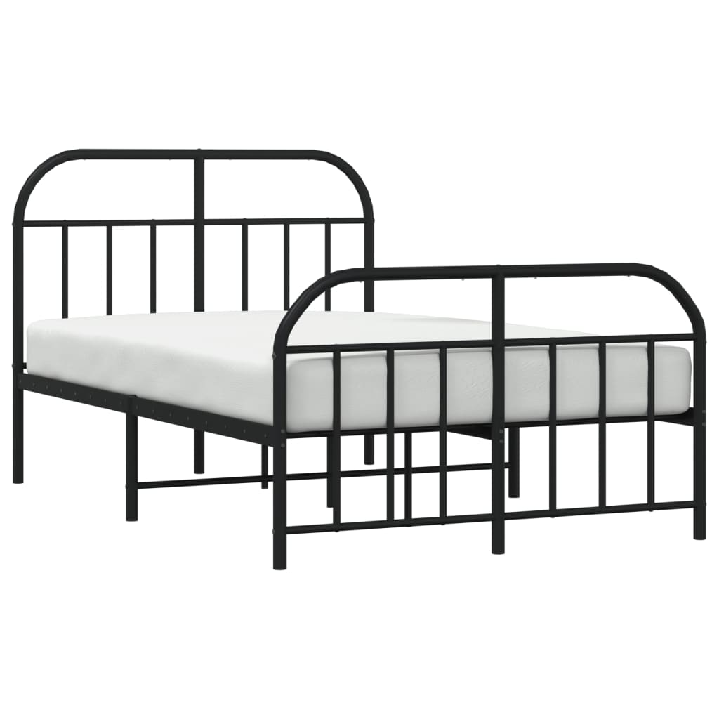 Sengeramme i metall med hode- og fotgavl svart 120x190 cm