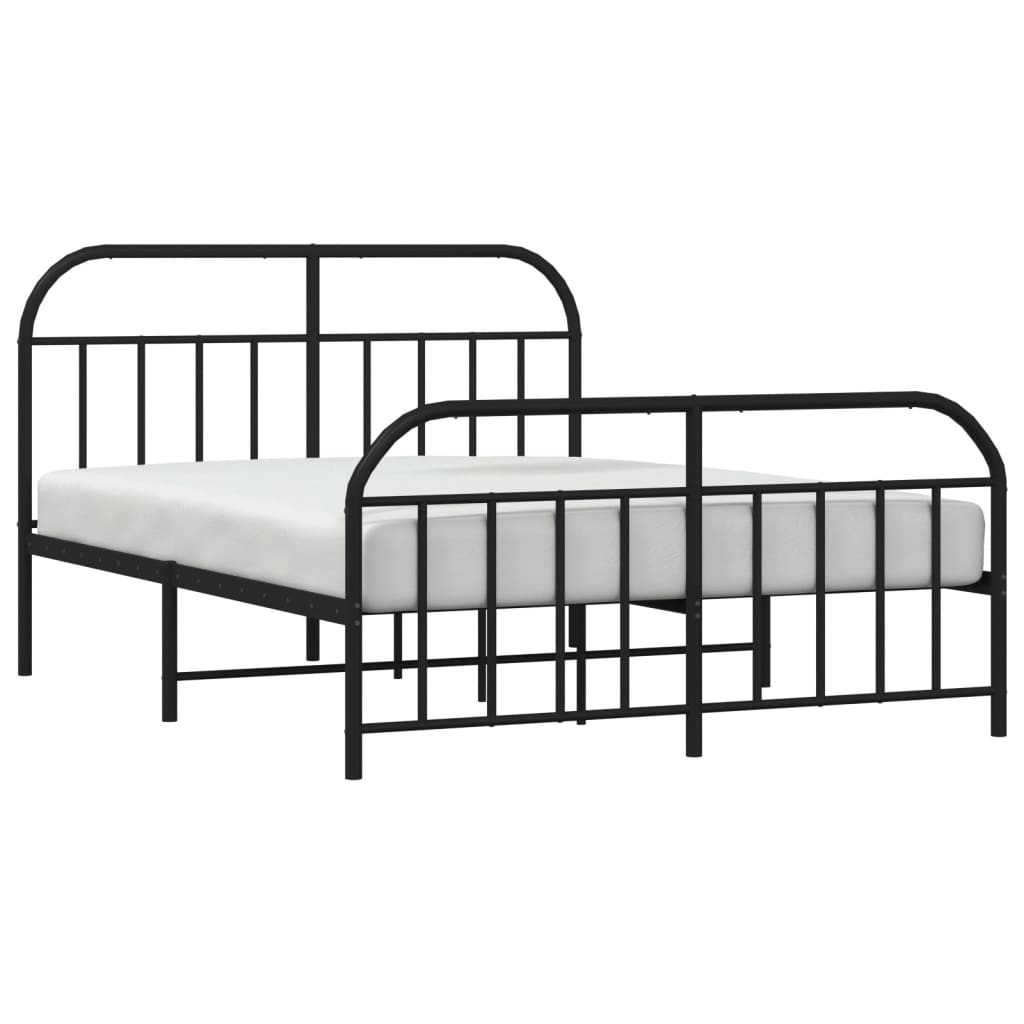 Sengeramme i metall med hode- og fotgavl svart 140x190 cm
