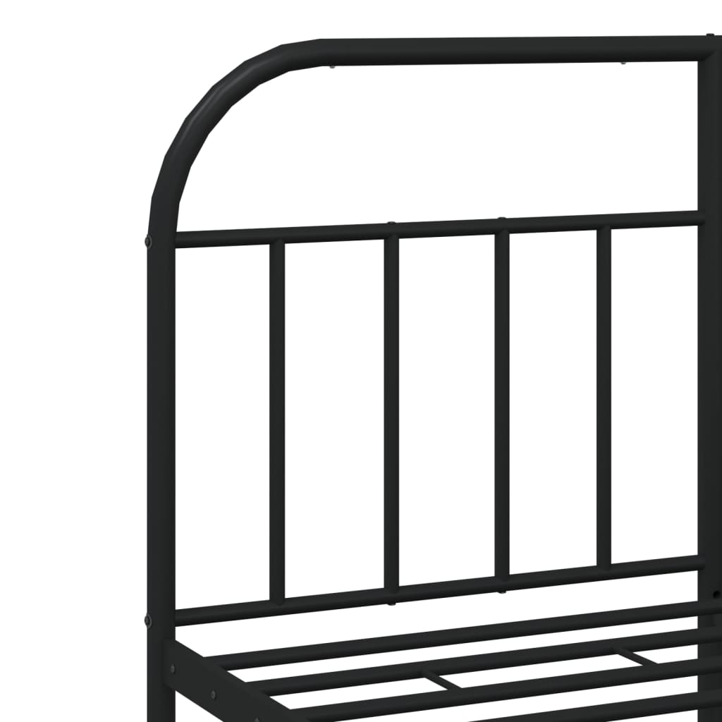 Sengeramme i metall med hode- og fotgavl svart 140x190 cm