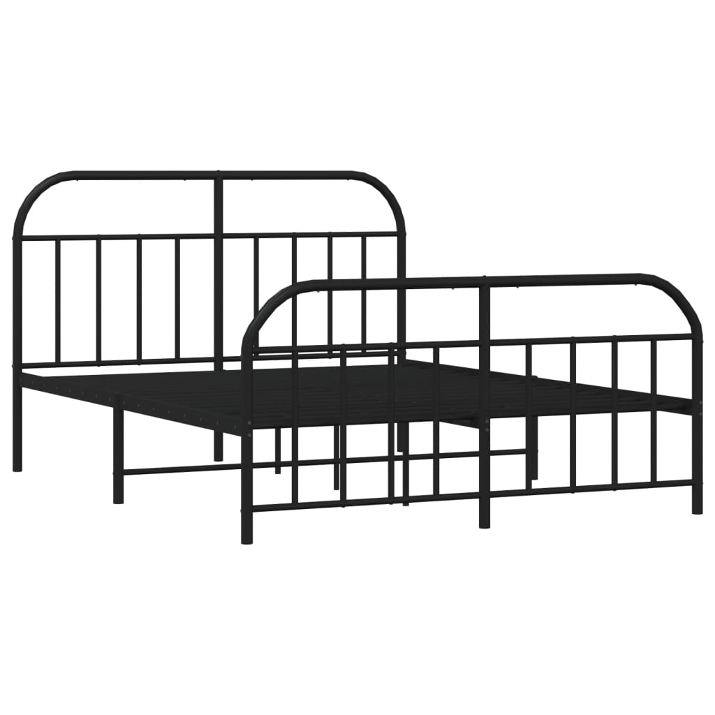 Sengeramme i metall med hode- og fotgavl svart 140x200 cm