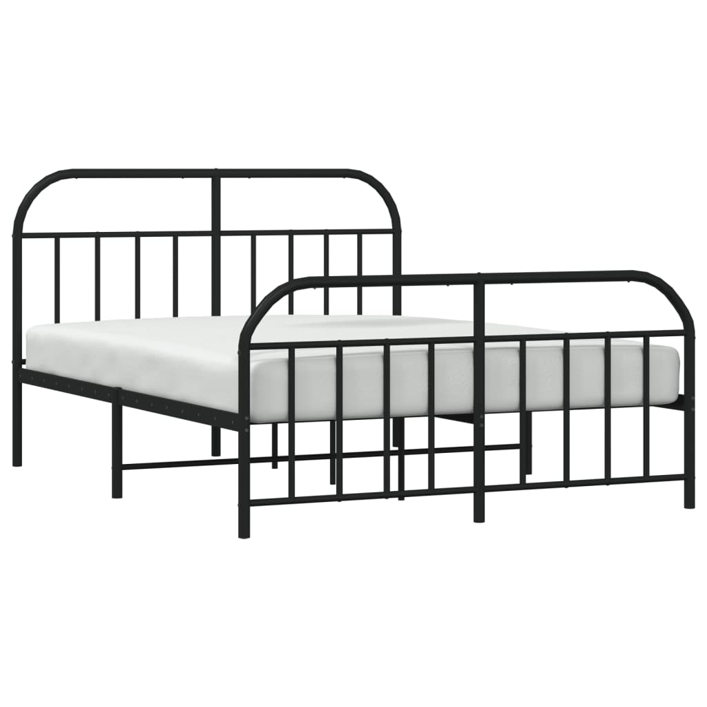 Sengeramme i metall uten madrass med fotgavl svart 180x200 cm