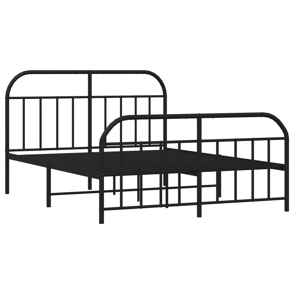Sengeramme i metall med hode- og fotgavl svart 183x213 cm