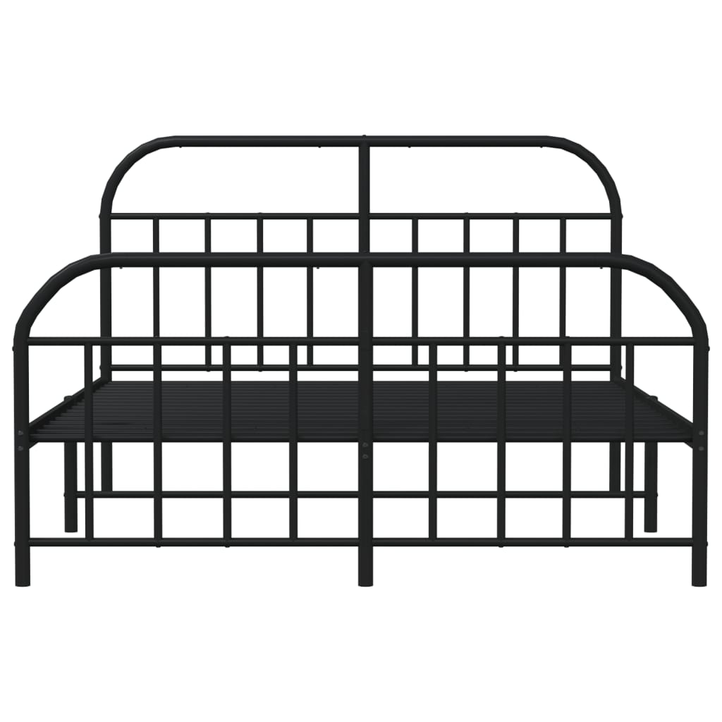 Sengeramme i metall med hode- og fotgavl svart 183x213 cm