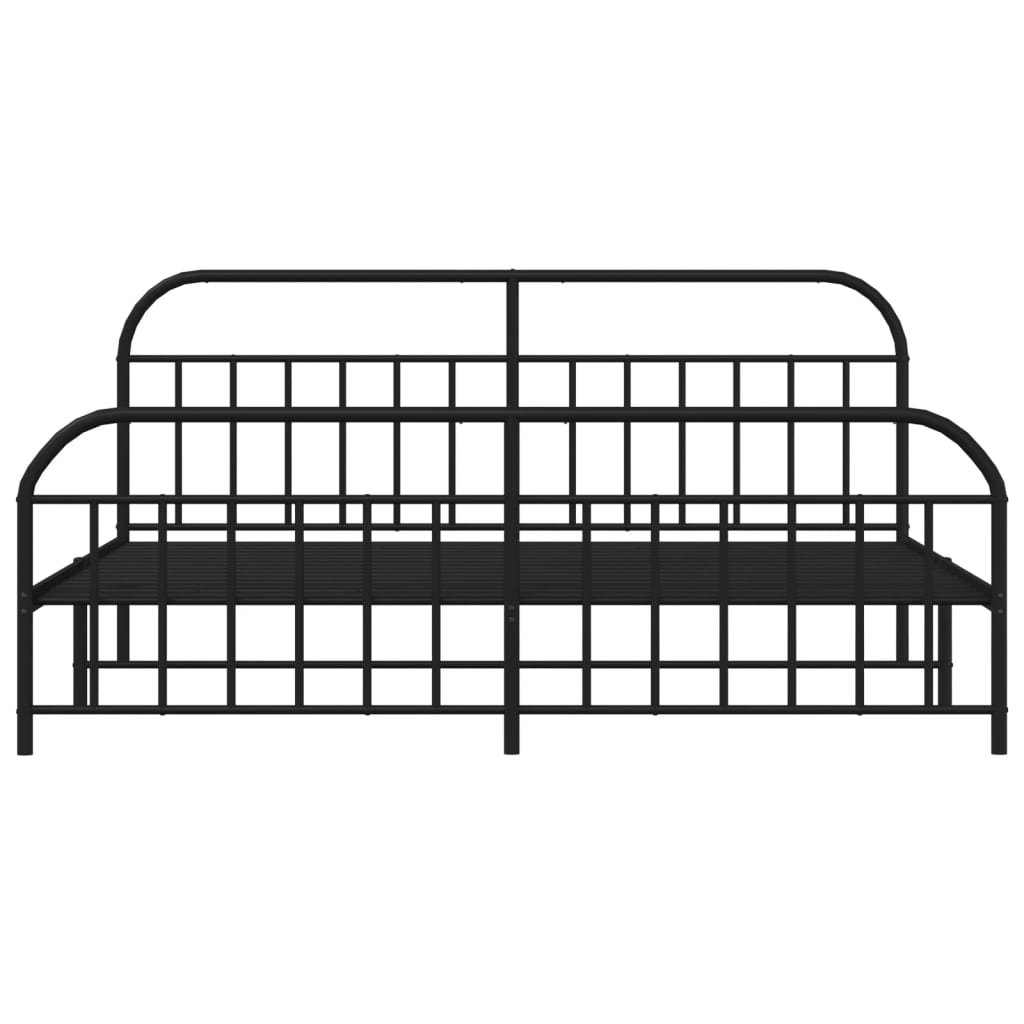 Sengeramme i metall med hode- og fotgavl svart 193x203 cm