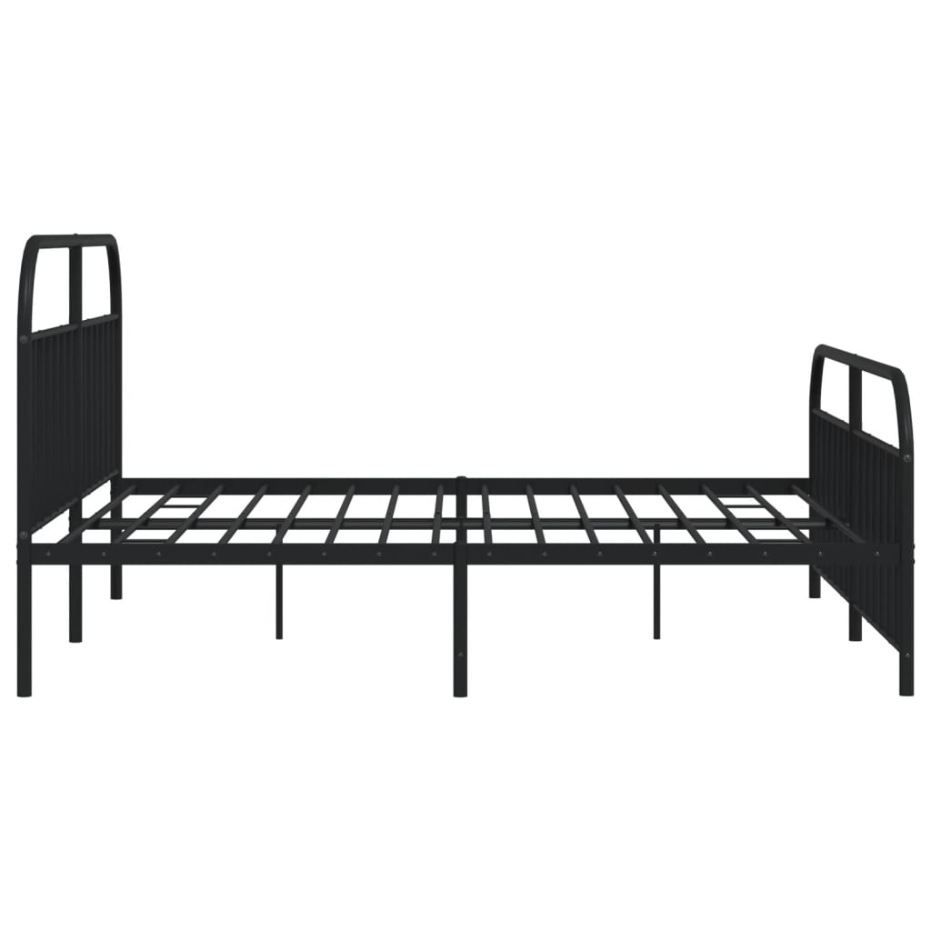 Sengeramme i metall med hode- og fotgavl svart 200x200 cm