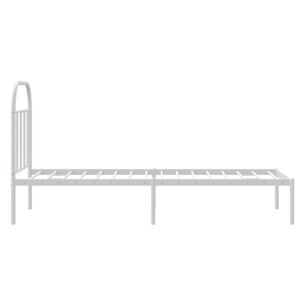 Sengeramme i metall uten madrass med hodegavl hvit 75x190 cm