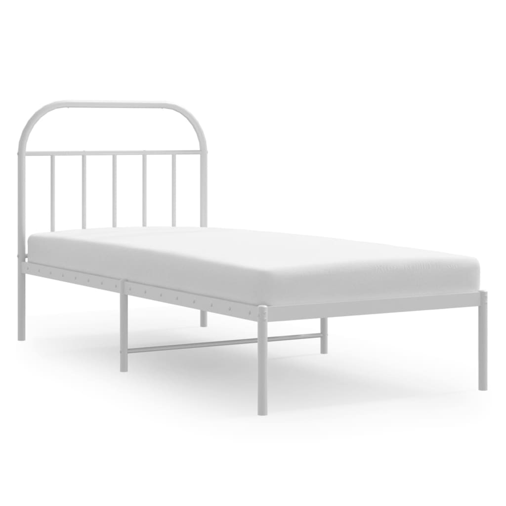 Sengeramme i metall med hodegavl hvit 80x200 cm