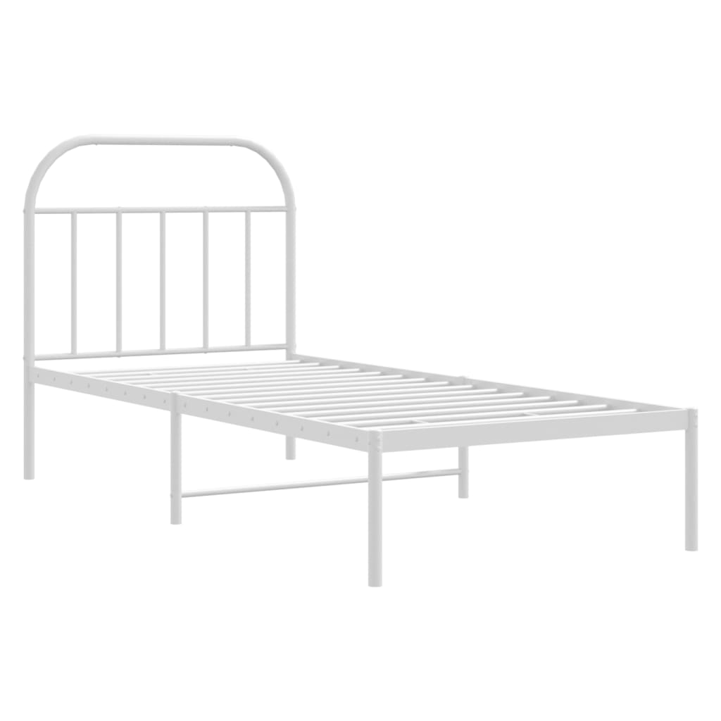 Sengeramme i metall med hodegavl hvit 80x200 cm