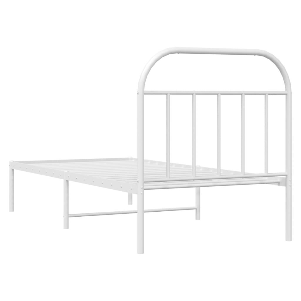 Sengeramme i metall med hodegavl hvit 80x200 cm