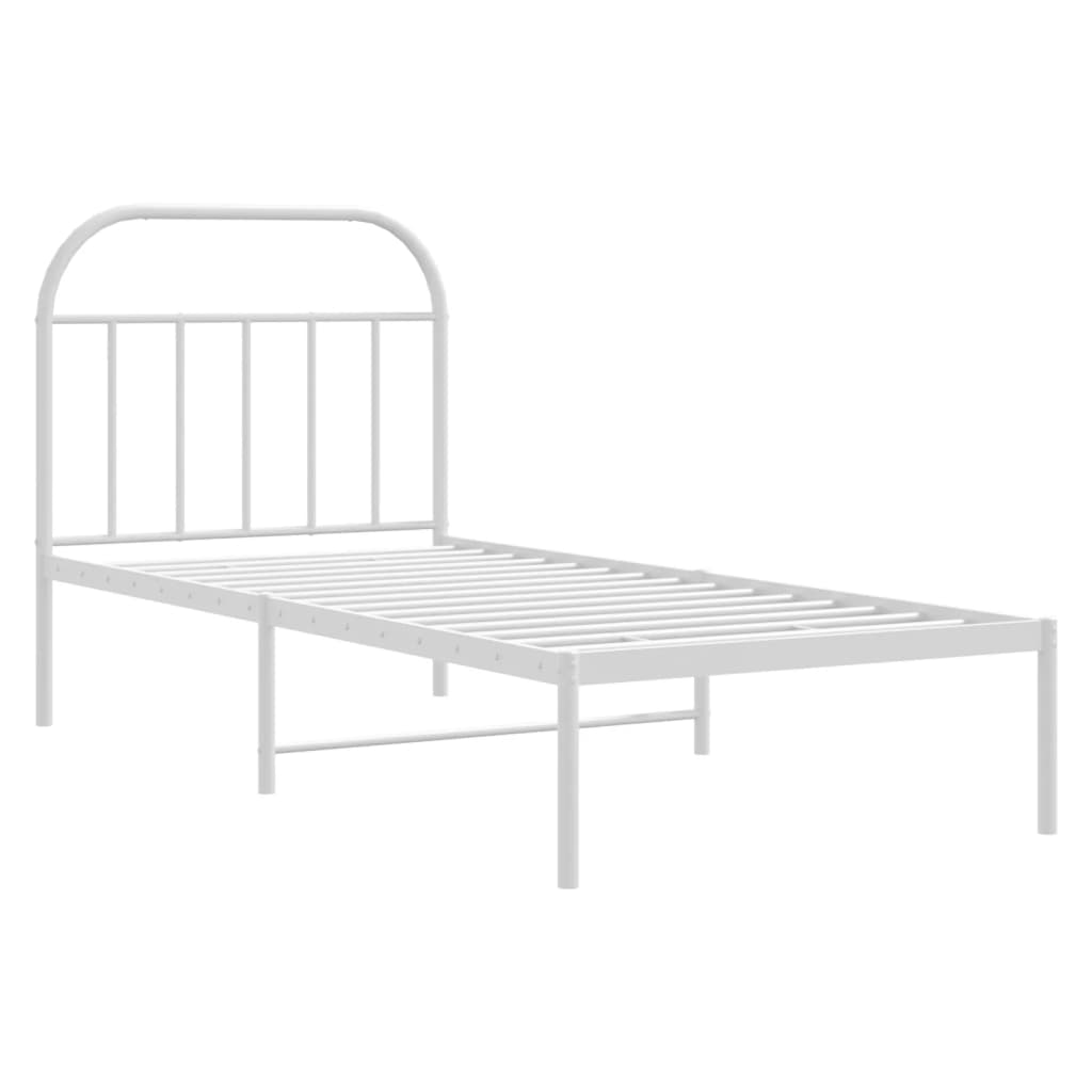 Sengeramme i metall med hodegavl hvit 90x190 cm
