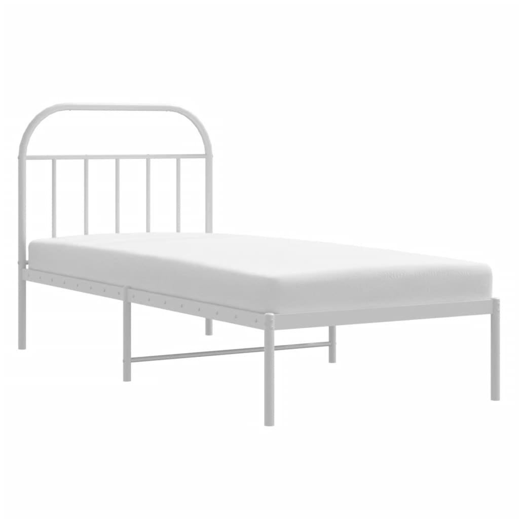 Sengeramme i metall med hodegavl hvit 90x190 cm
