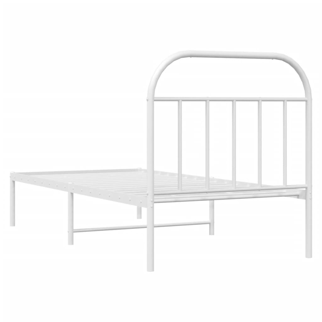 Sengeramme i metall med hodegavl hvit 90x190 cm