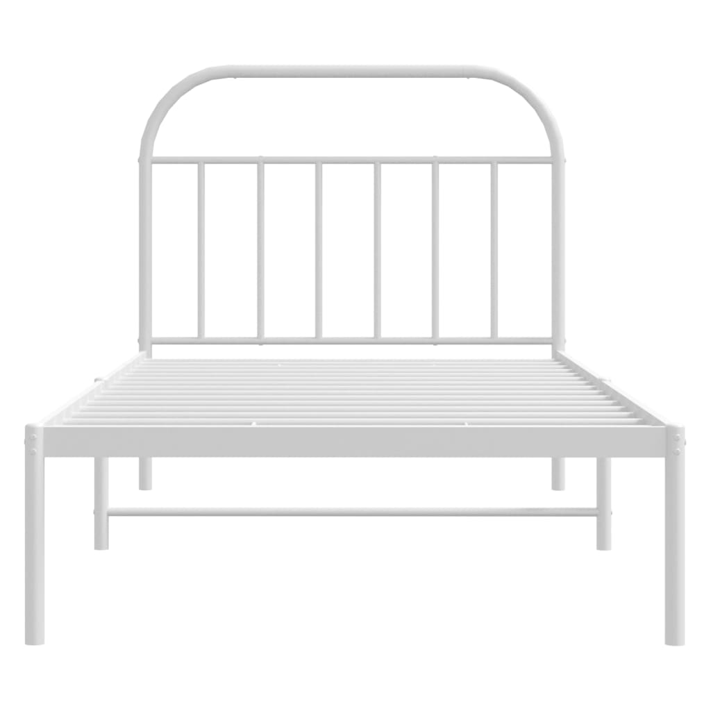 Sengeramme i metall med hodegavl hvit 100x190 cm