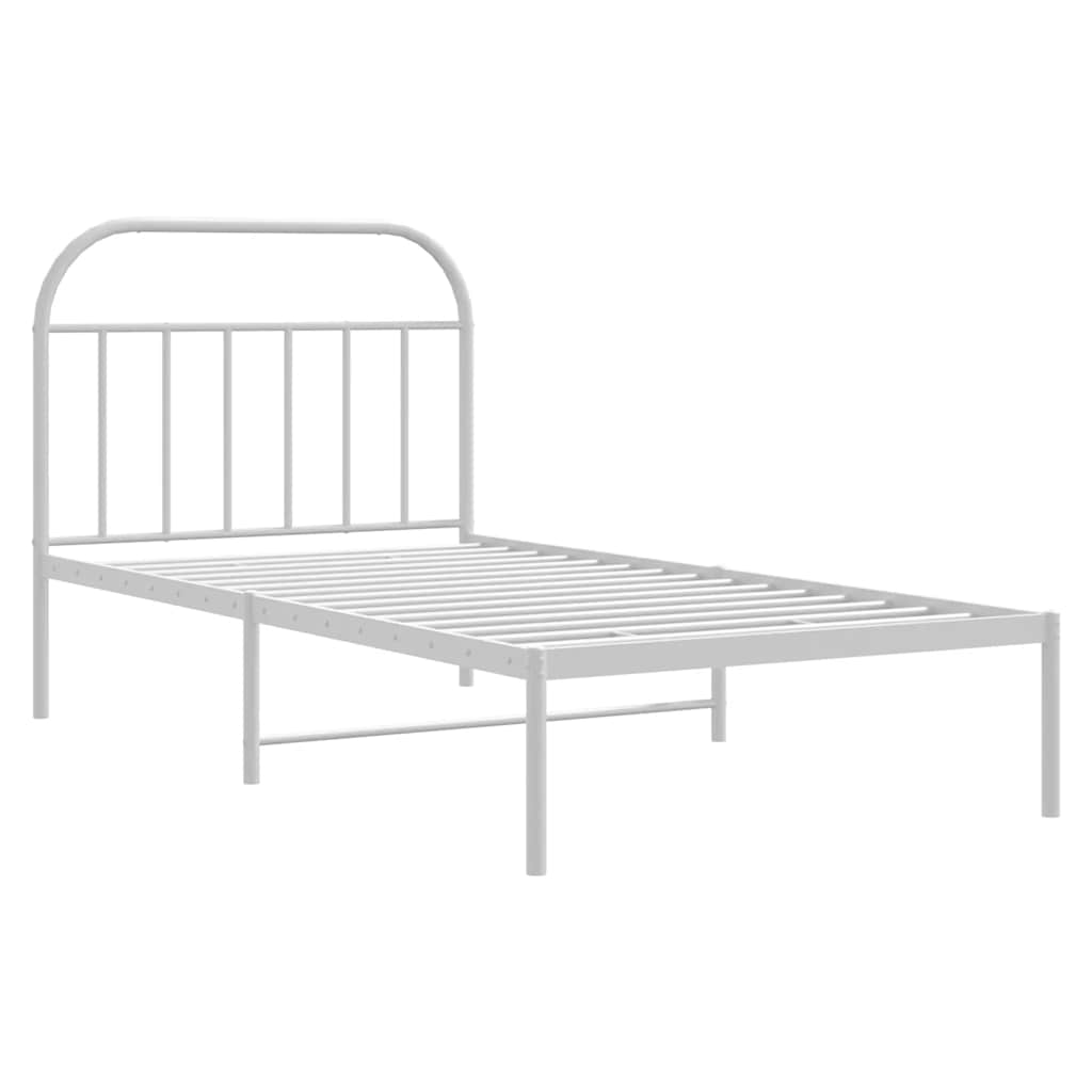 Sengeramme i metall med hodegavl hvit 100x200 cm