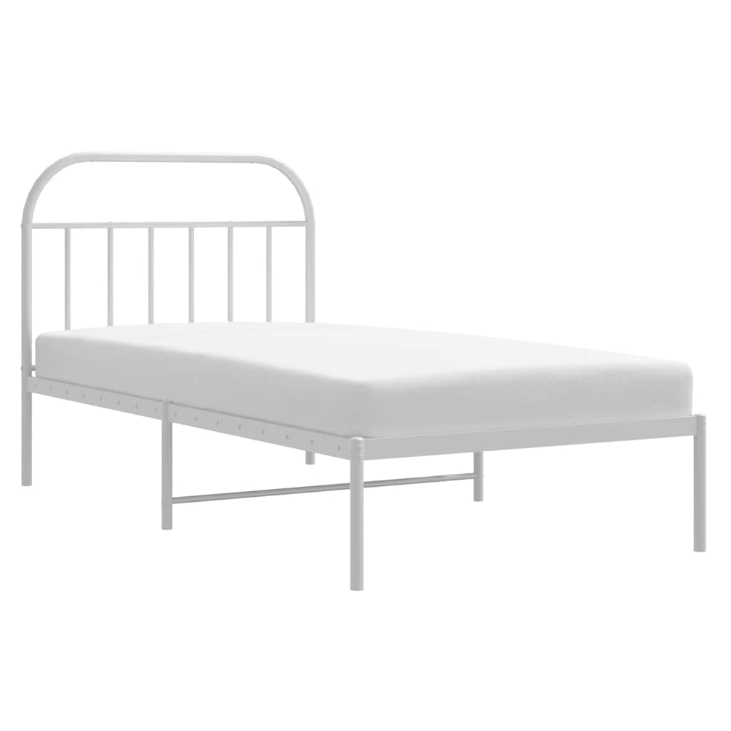 Sengeramme i metall med hodegavl hvit 100x200 cm