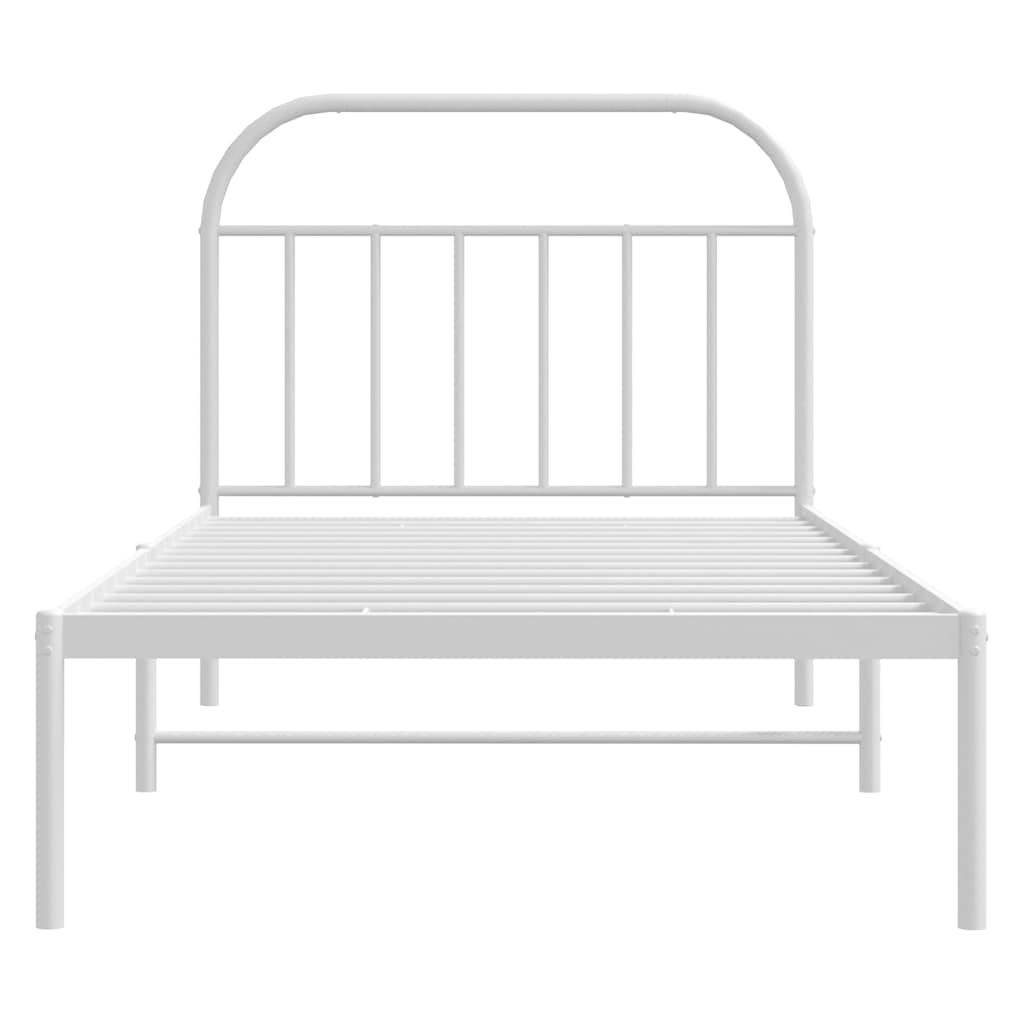 Sengeramme i metall med hodegavl hvit 100x200 cm