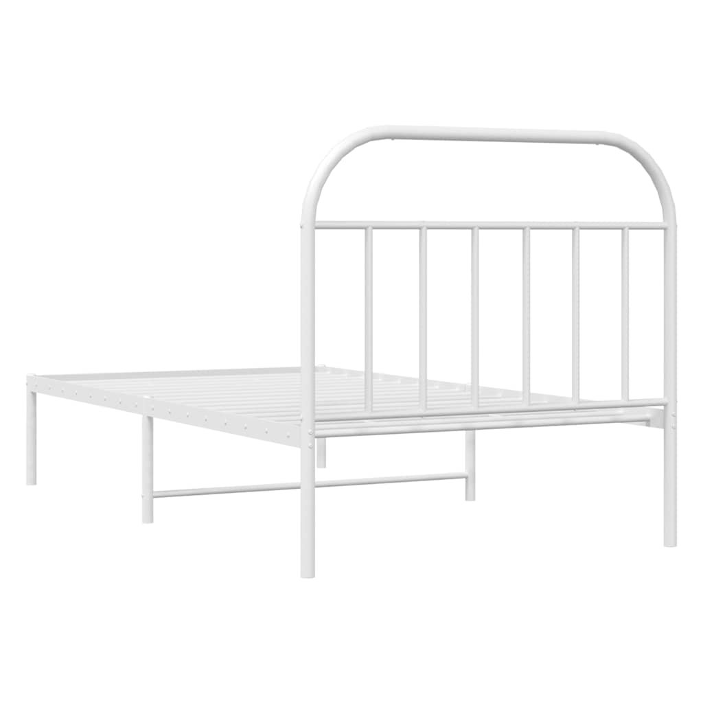 Sengeramme i metall med hodegavl hvit 100x200 cm