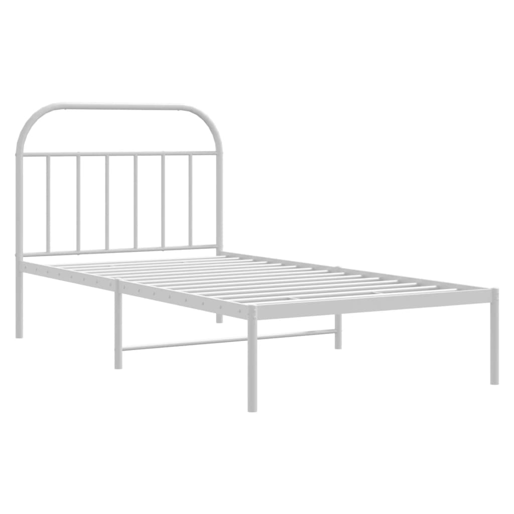 Sengeramme i metall med hodegavl hvit 107x203 cm