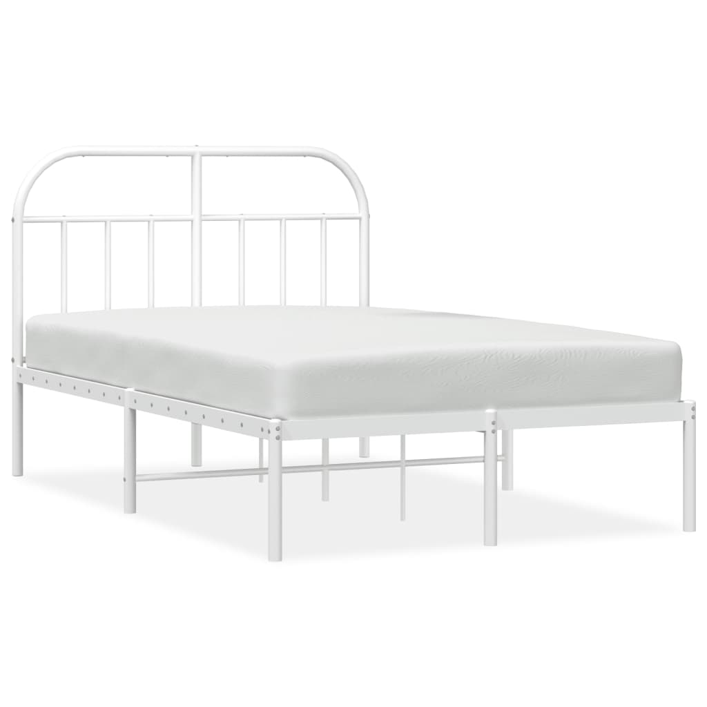 Sengeramme i metall med hodegavl hvit 135x190 cm