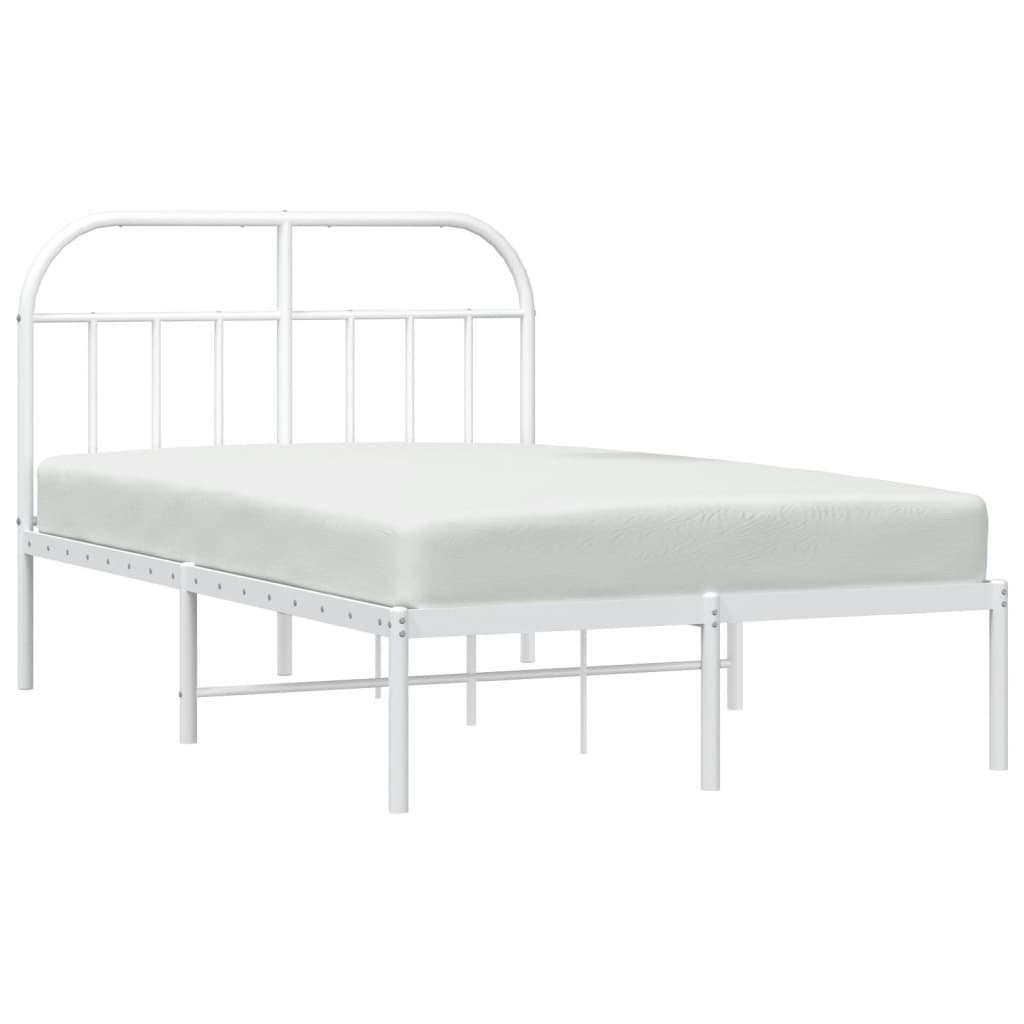 Sengeramme i metall med hodegavl hvit 135x190 cm