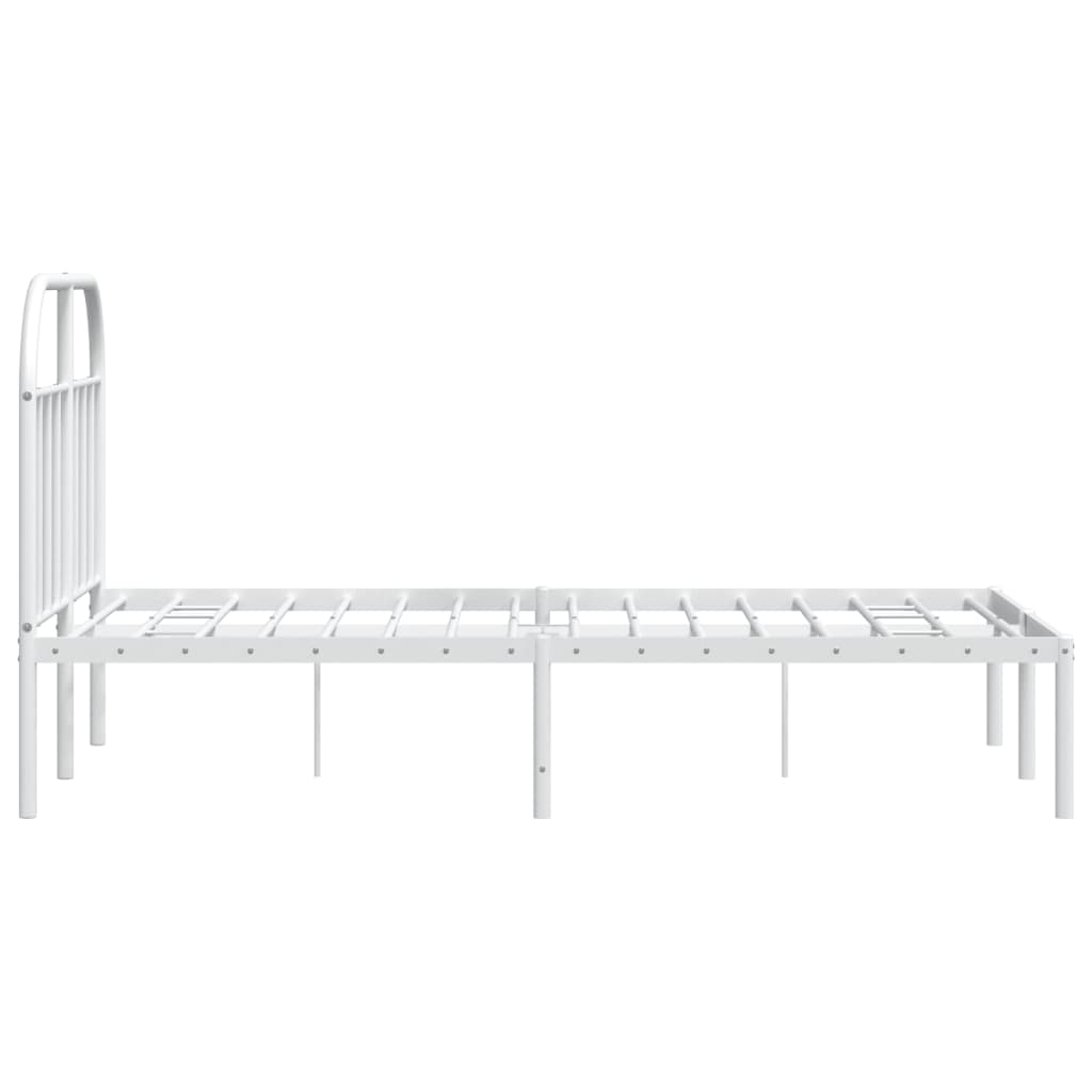 Sengeramme i metall med hodegavl hvit 135x190 cm